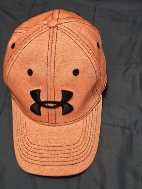 Under Armour Orange Heathered Baseball Cap with Black Logo